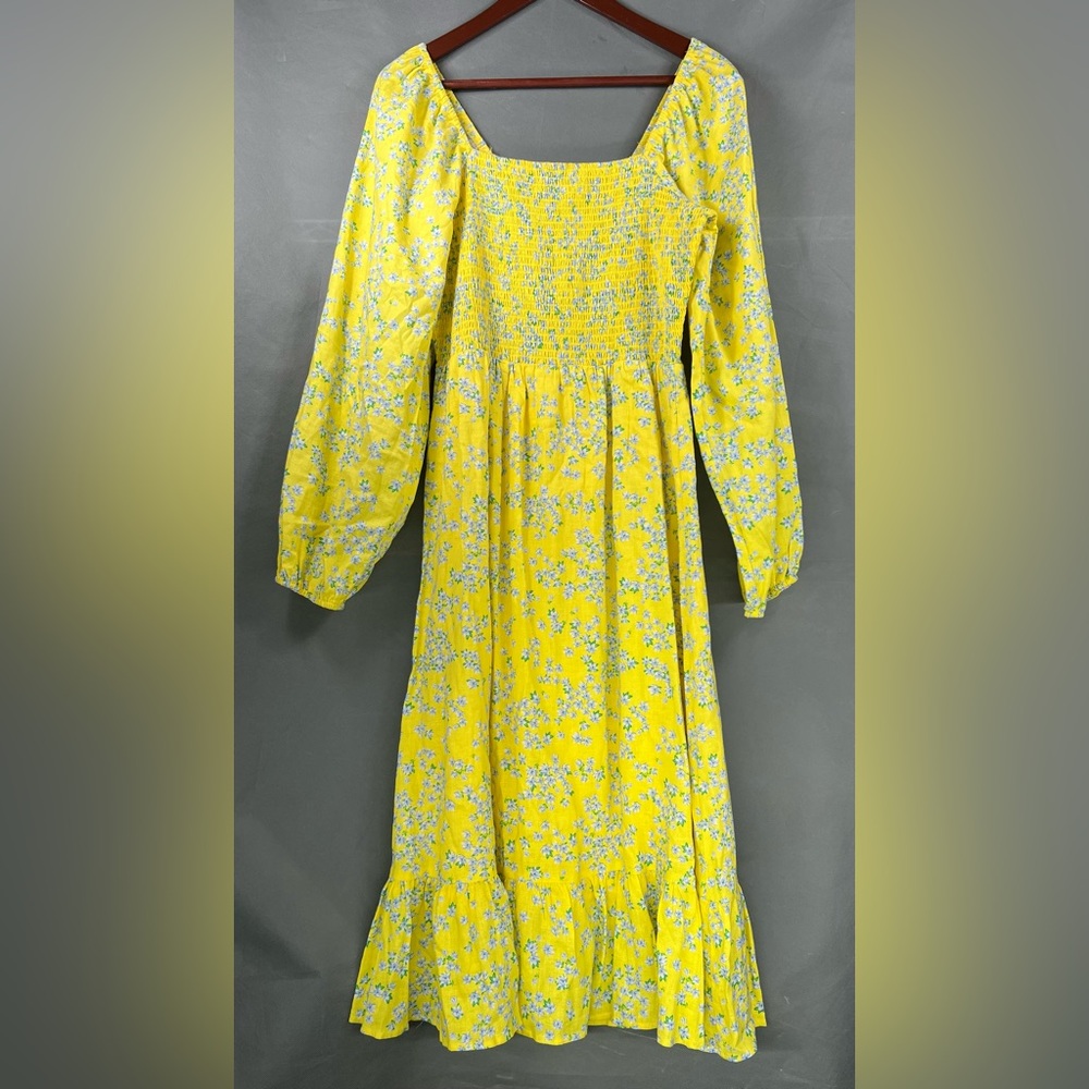 DRAPER JAMES RSVP Women's Smocked Long Sleeve Midi Dress L
